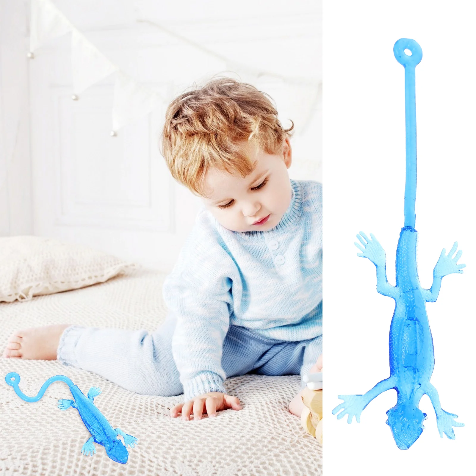 20 Pcs Lizard Soft Gummy Ball Funny Sticky Lizards Kids Toy Gecko Toys Ceiling Creative Relief Safe Gift for Toddlers