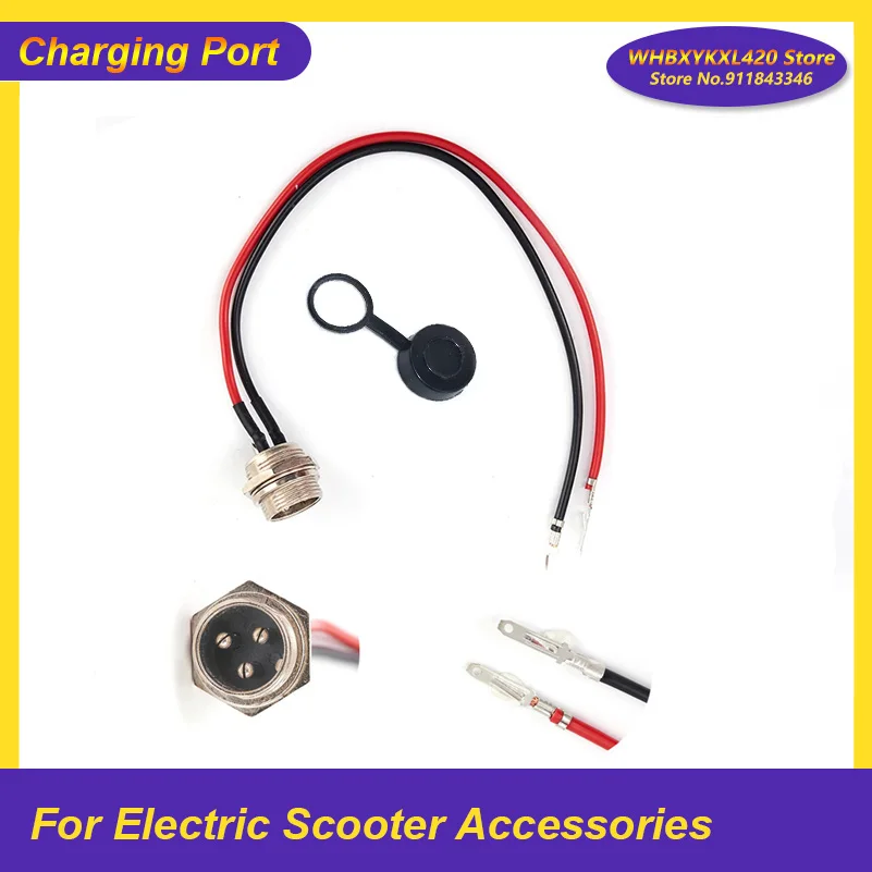 3 Pin 3 Pole Connector 2 Wire Hoverboard Charging Port Hoverboard Charger Cable for Electric Scooter