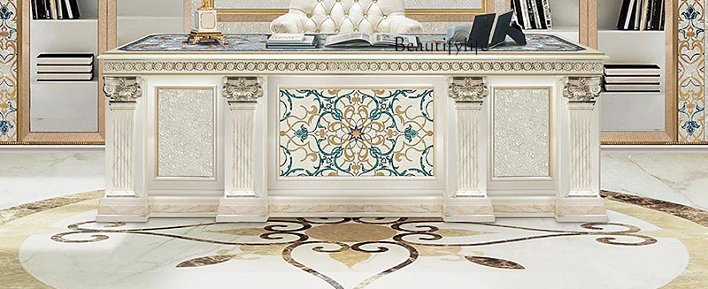 Light luxury European-style desk Home writing desk Fashion high-end designer Neoclassical engraving