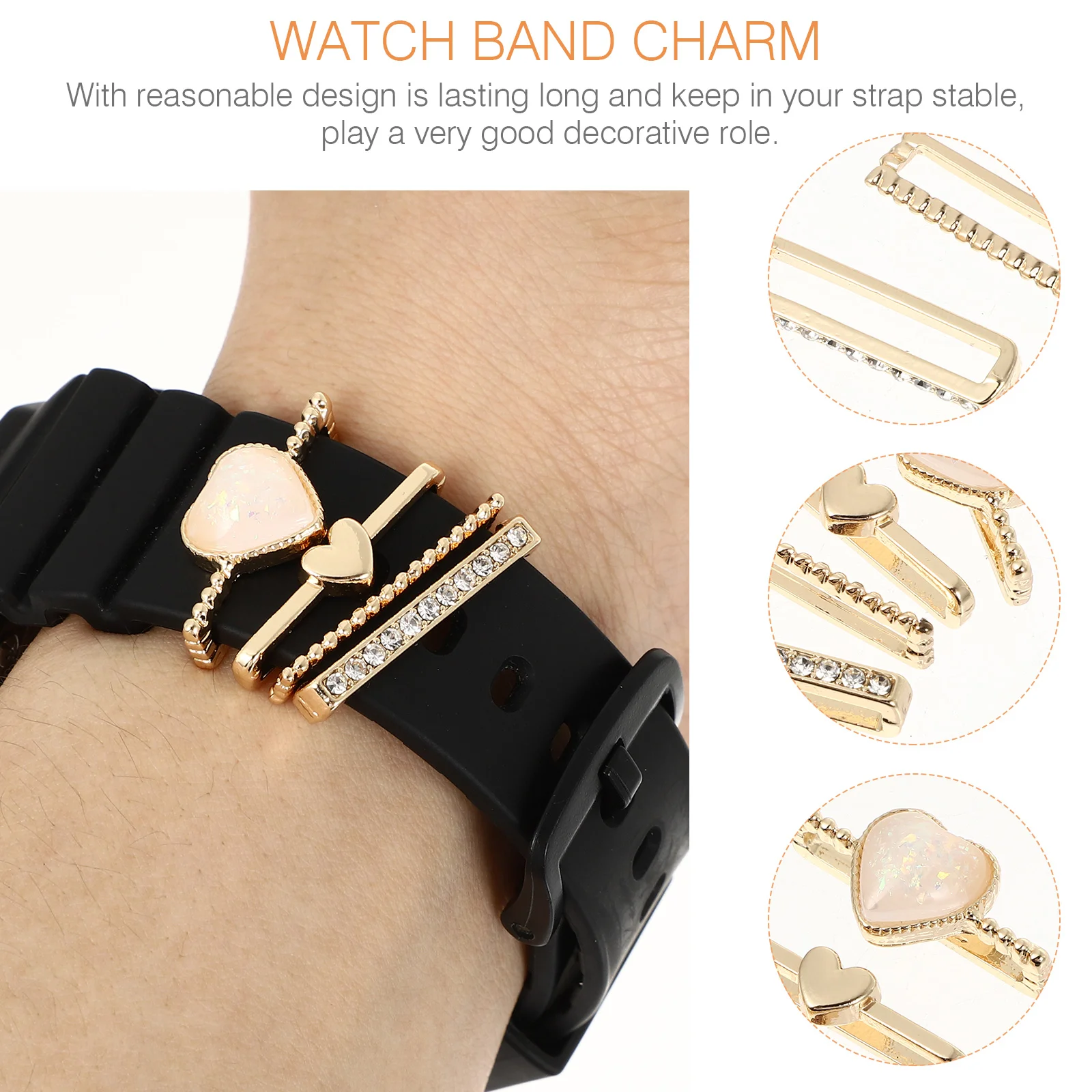 4 Pcs Watch Strap Decoration Ring Band Charm Accessories Fastener Wristband Decorative Loop Zinc Alloy for Miss Rings