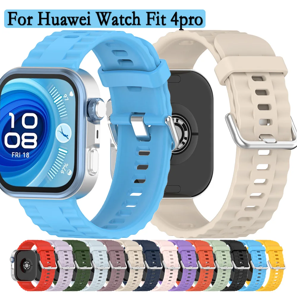 For Huawei Watch Fit 4pro Silicone Watchband Strap With Silver Color Buckle Wristband For Huawei Watch Fit 4pro