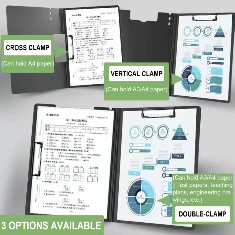 File Folder With Spring Action Clamp, Office Documents Folder Binders Clip, Clipboard Folder Document Binder For Office