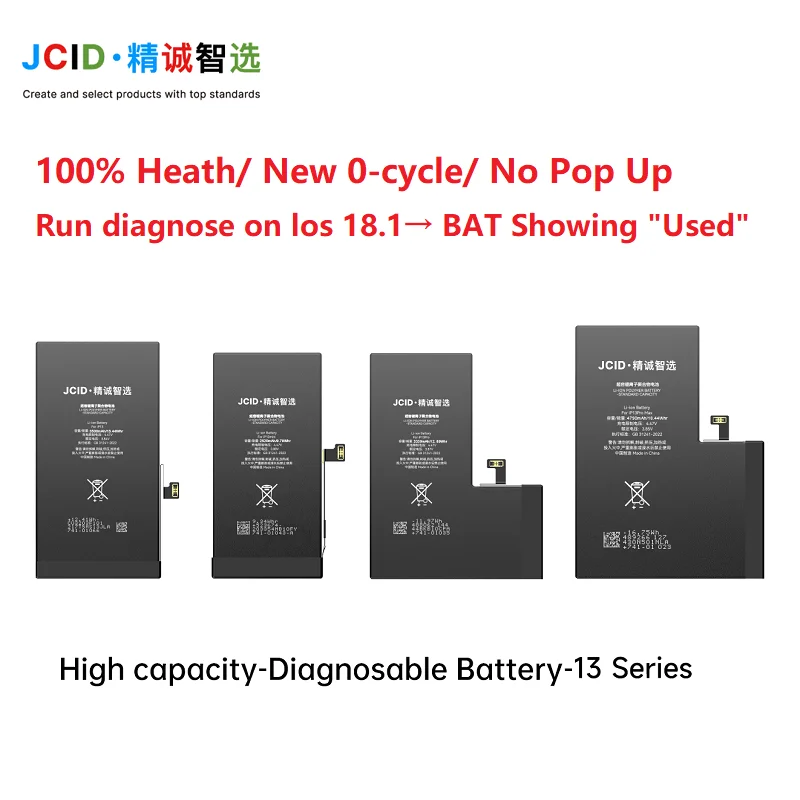2 قطعة JCID بطارية تشخيصية عالية السعة 100% الصحة لا المنبثقة المستخدمة TI لوح حماية آيفون 12 13 14 15ProMax على IOS 18 #4