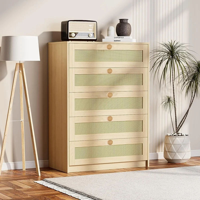 Lèvent de commode en rotin Boho, boutons d'armoire ronds, boutons de meubles en bois, poignées tissées à la main WUNICEF, installation facile, 16 paquets