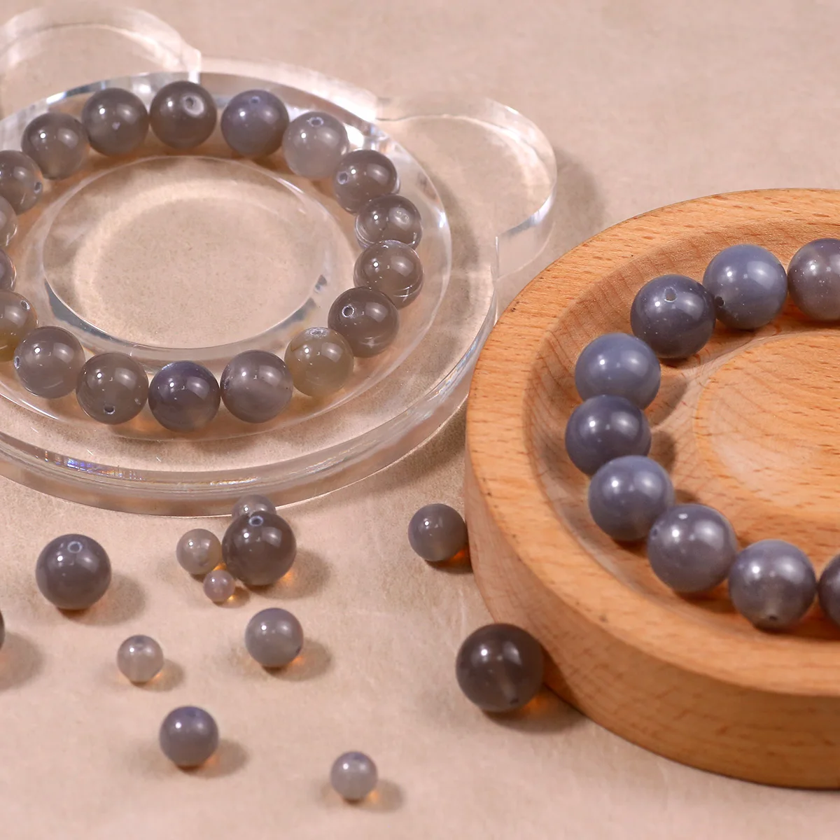 Runde Stein Lose Spacer Natürliche Grau Chalcedon Perlen Für Schmuck Machen DIY Erkenntnisse Armbänder Halsketten Handgemachte Accessoires