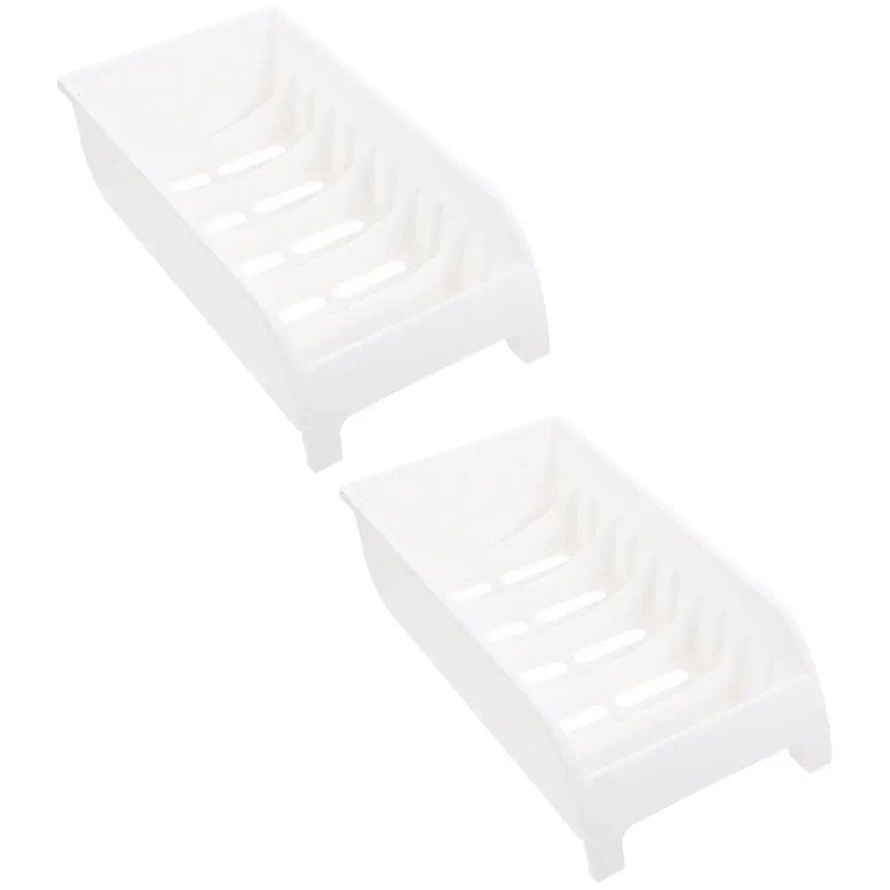 2Pcs Kitchen Dish Drying Rack White Plastic Countertop Drainer for Bowls Plates Cups Forks Spoons Chopsticks Modern Organizer