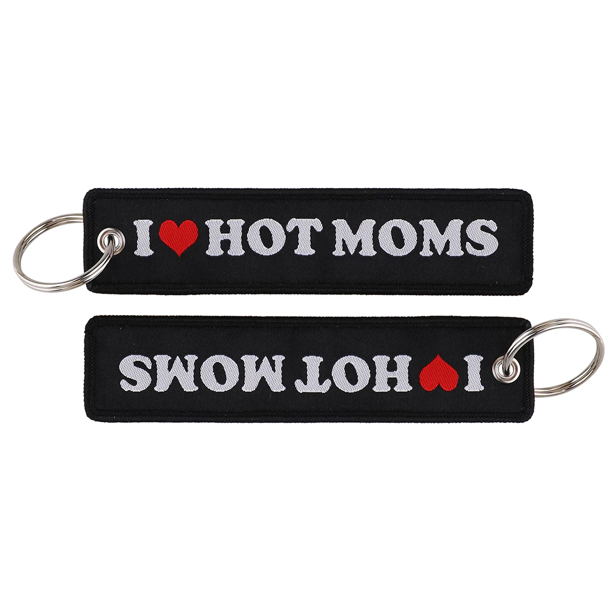 I Love Hot Moms Key Tag Letters Embroidery Key Fobs Keychains for Car Motorcycles Keyring Fashion Jewelry Accessories Gifts