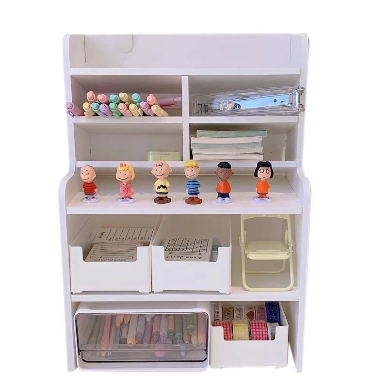 Desktop Shelf Student Dormitory White Desk Storage Shelf Office Desk Cute Simple Stationery Arrangement Rack Multi-Layer Small