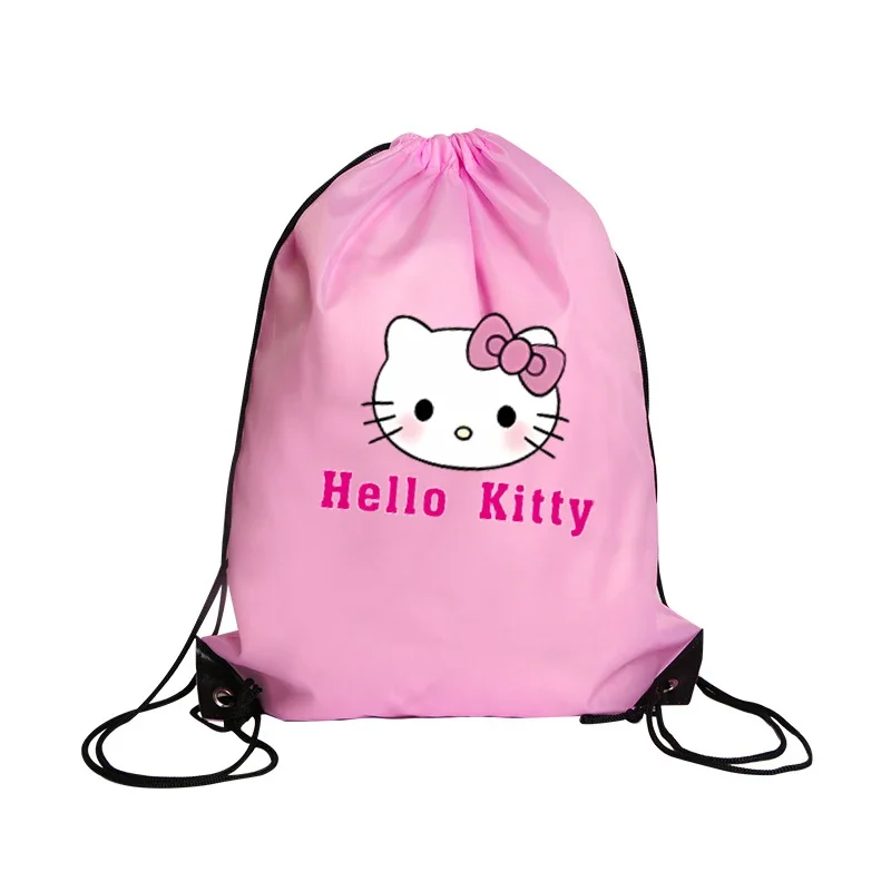 Hello Kitty torba ze sznurkiem sportowy wodoodporny plecak pakiet kieszonkowy Cartoon Anime Sanrio Terylene torby do koszykówki prezent urodzinowy