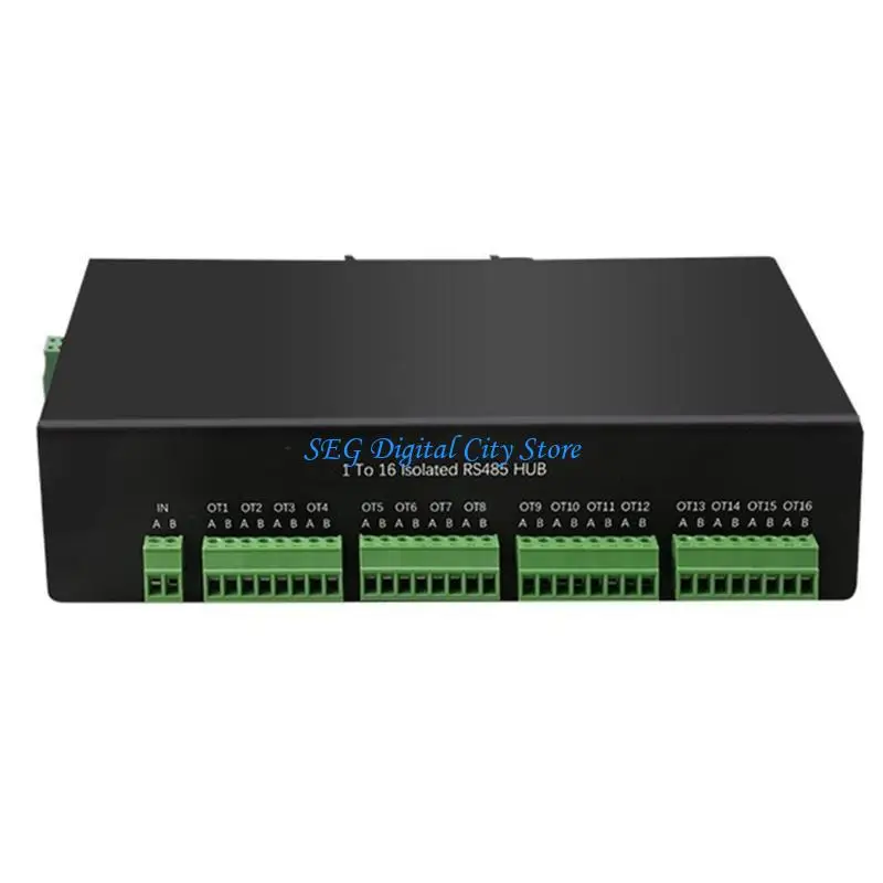 U75B RS485 Hub 16-Channel RS485 Splitter 16-Port 485 Sharer Splitter 1 In 16 Out Industrial-Grade Isolated HUB