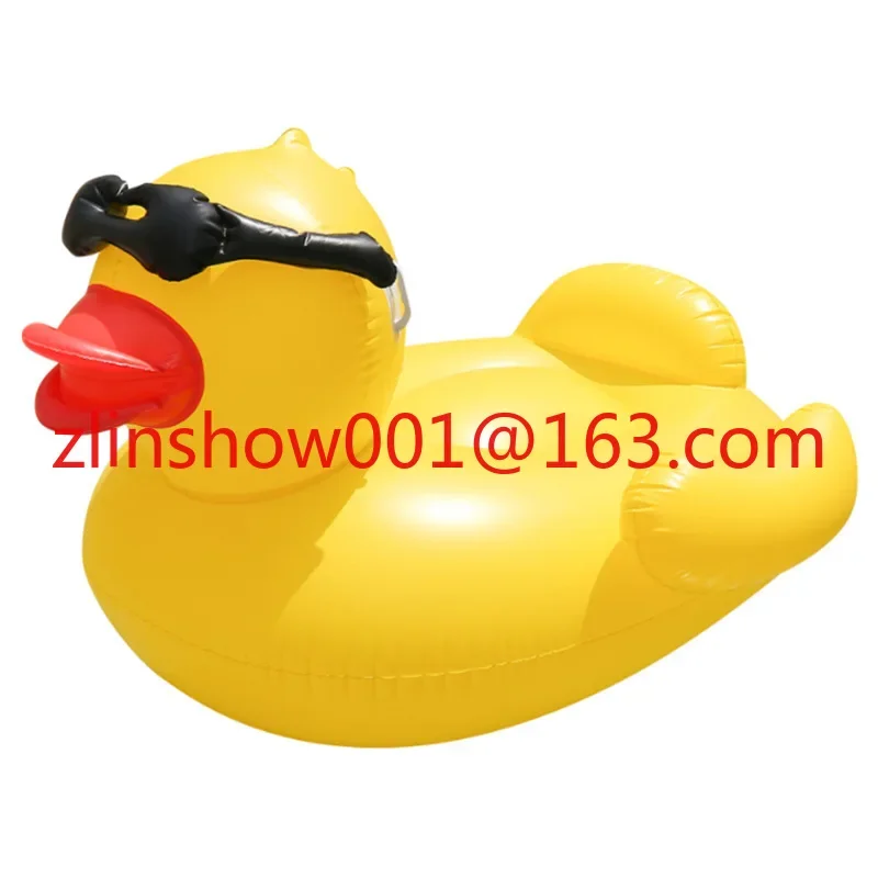 Big yellow duck swimming ring mount water sunglasses yellow duck floating bed