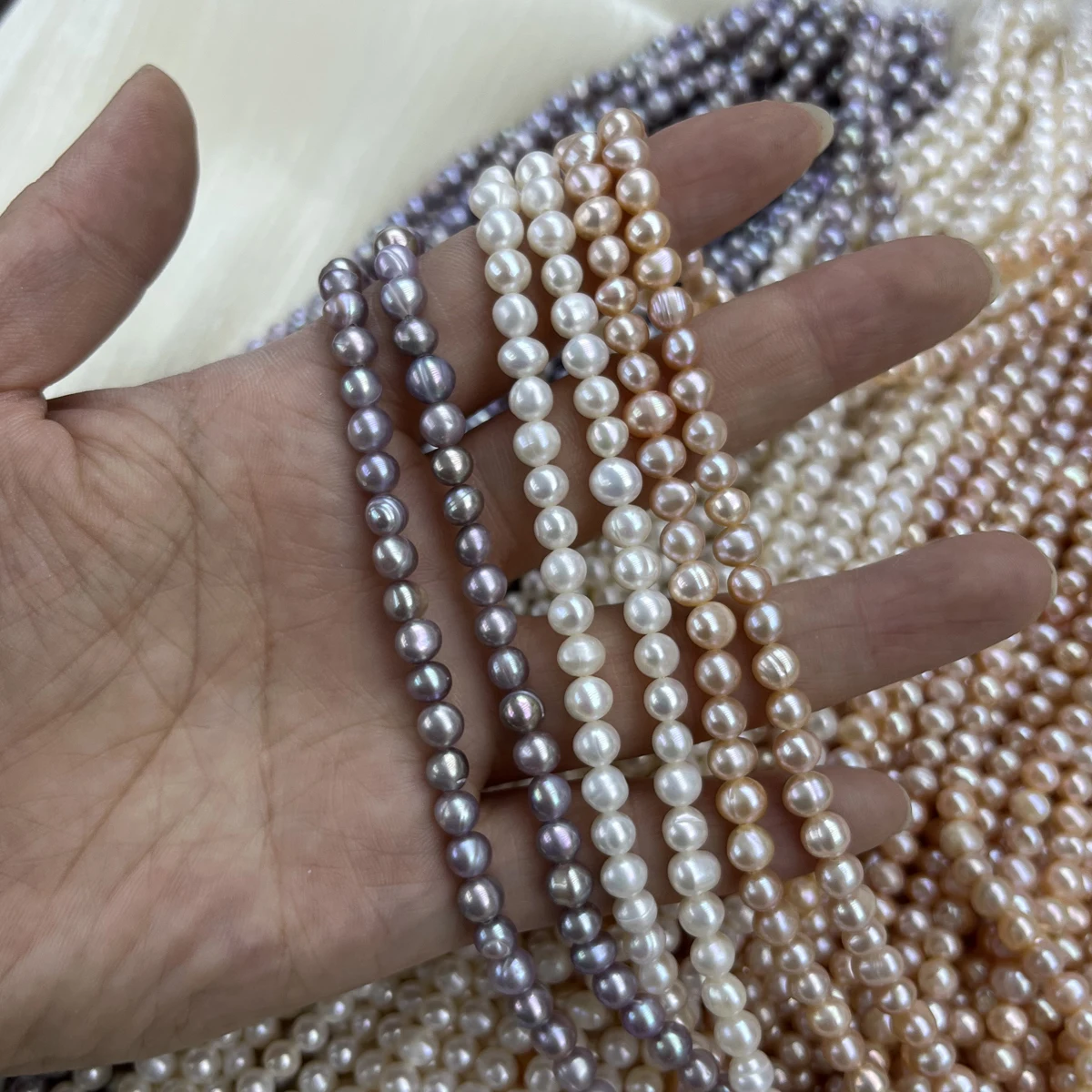 

Natural Freshwater 5-6mm 4A Round Pearl Beads Assorted White Purple Orange for DIY Jewelry Making Necklace Bracelet Wedding Gift
