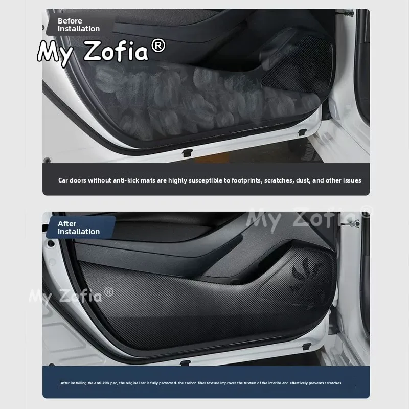 Leather Car Door Anti-Kick Pad Inner Door Sill Plate Anti-Dirty Protective Cover Auto Interior Accessories For KIA EV5 2025 2026