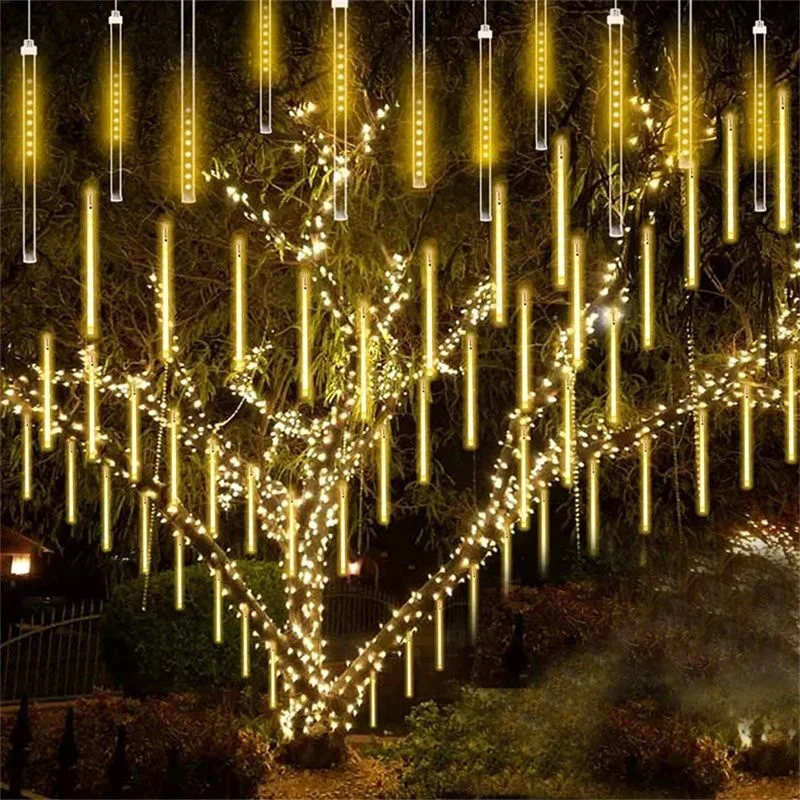 Meteor Shower Rain String Lights Set, Luzes LED ao ar livre, Plug UE e EUA, Decoração de Natal, Rua e Festa de Casamento, Casa e Jardim, 1 Conjunto, 2 PCs, 3 PCs, 4 PCs, 2022
