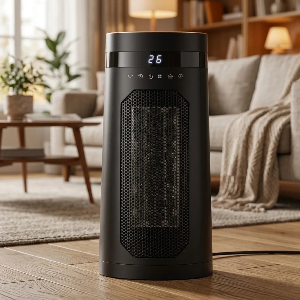 For ptc Graphene Powered Vertical Heater with Responsive Heating Quiet Fan Remote Control LCD Panel and 12 Hour Auto Off Timer