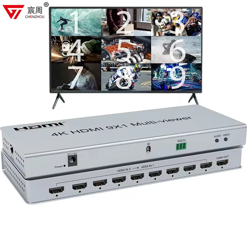 9x1 HDMI Multi-viewer Switcher 9 in 1 out 4K 9-Channel HDMI Multi Viewer 9 HDMI input 1 out 1080P for PS4 PC HDTV Screen Divider