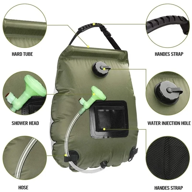 20L Outdoor Camping Shower Water Bag Solar Heating Portable Shower Camping Hiking Climbing Bath Equipment Ducha Portatil Camping