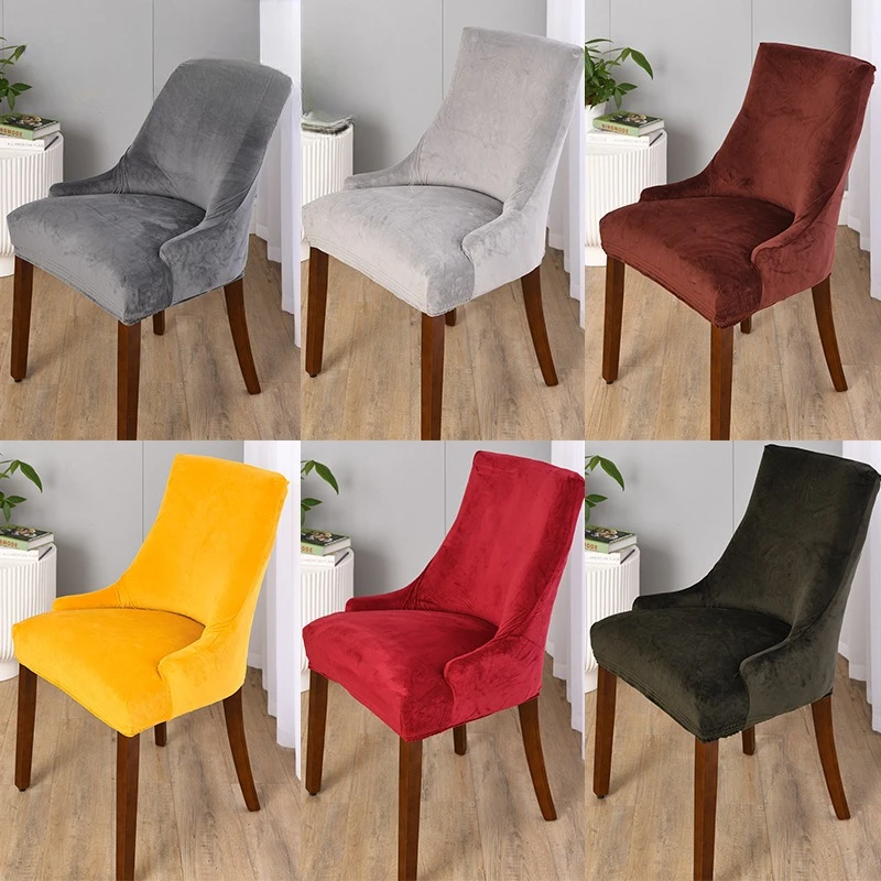 Velvet Sloping Arm Chair Cover Wing Back King Back Chair Covers Elastic Seat Covers for Hotel Party Banquet Supplies