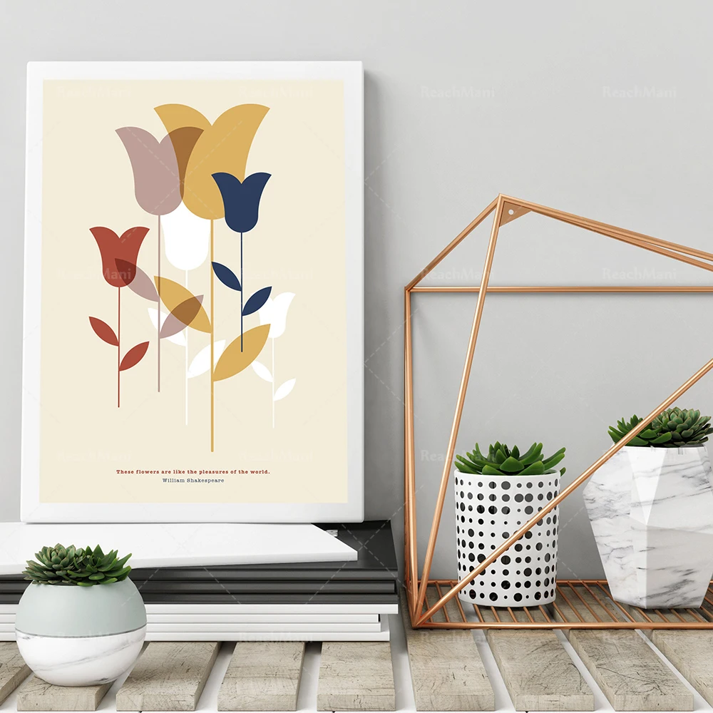 Fleurs modernes du milieu du siècle moderne abstrait equérique architecture architecture minimaliste affiche graphique design