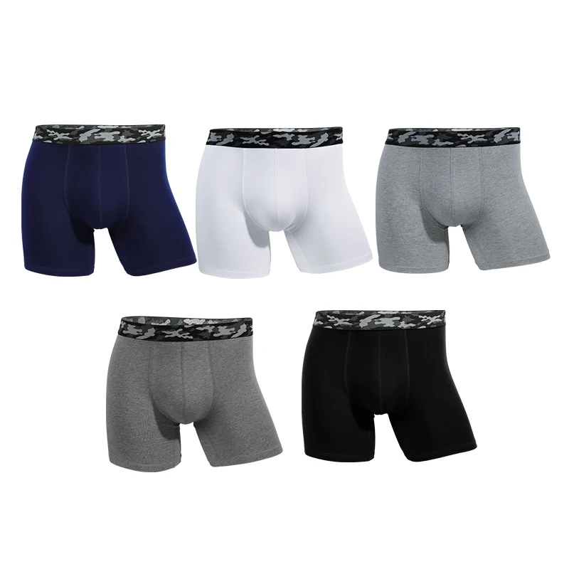 

5PCS Plus-size men's underpants, anti-abrasion cotton slits, sporty fat pants, flat cuffs, running breathable youth leggings