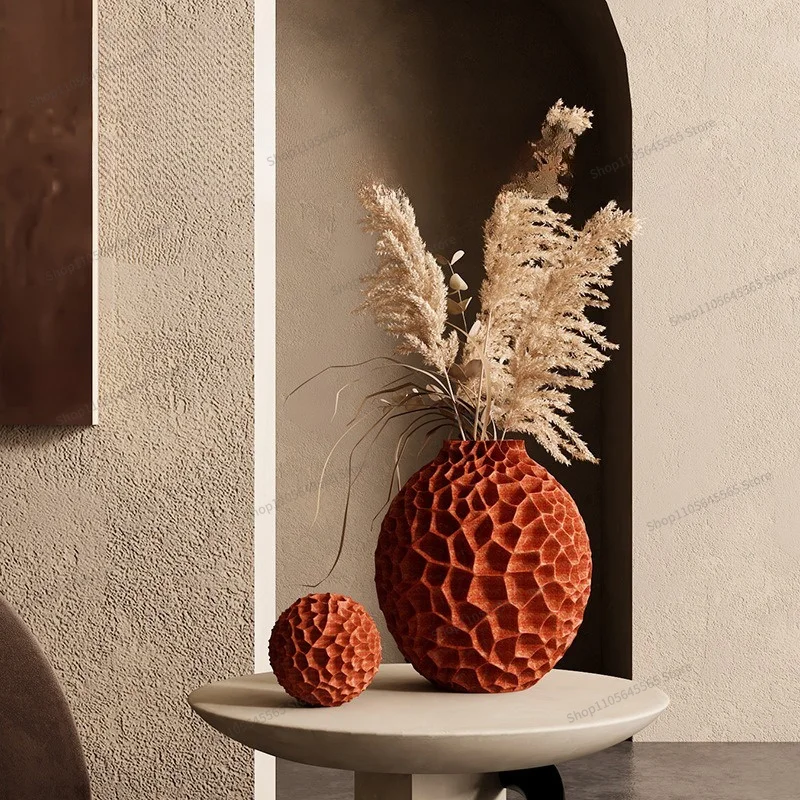 vase-en-nid-d'abeille-decoratif-doux-de-style-retro-caramel