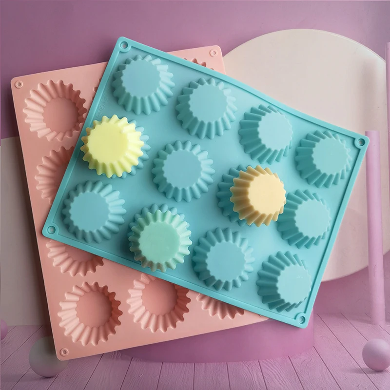 1Pc 12-Cavity Peanut Butter Cup Silicone Mold DIY Candy Chocolate Baking Pan