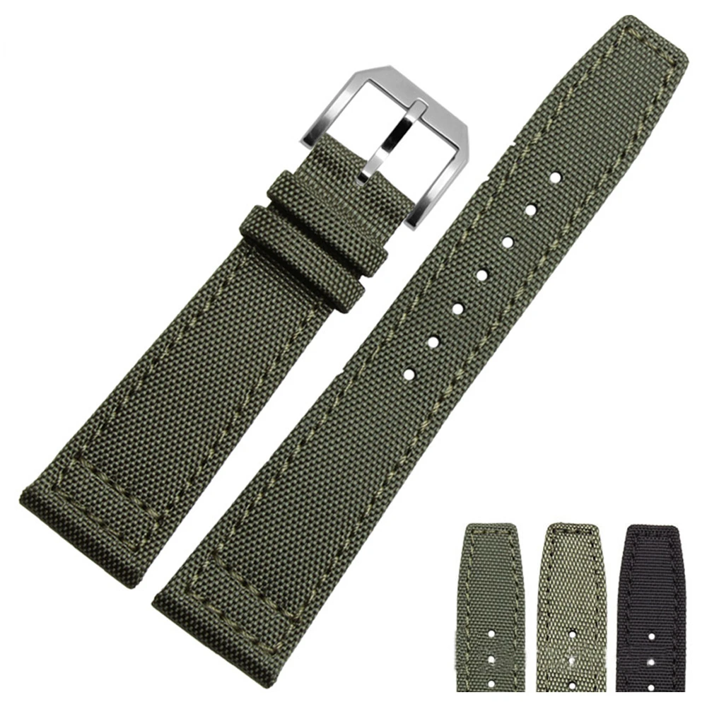 Nylon canvas watchband for IWC- PILOT Portugal Portofino watch strap 20mm 21mm 22mm bracelet black armygreen blue wrist belt