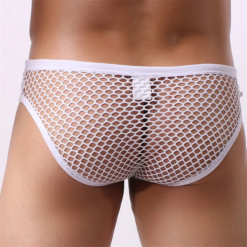 Men Mesh Brief Breathable Male Panties Beachwear Swimwear Underwear Trunks Hollow Out Sexy Low Rise See Through Underpants