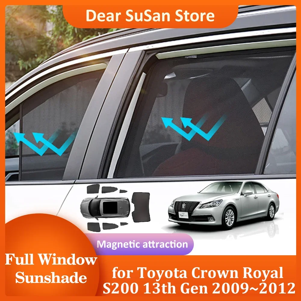 

Автомобильный магнитный солнцезащитный козырек для Toyota Crown Royal S200 13-го поколения 2009 ~ 2012, занавеска на лобовое стекло, на крыше, накладка на люк, аксессуары