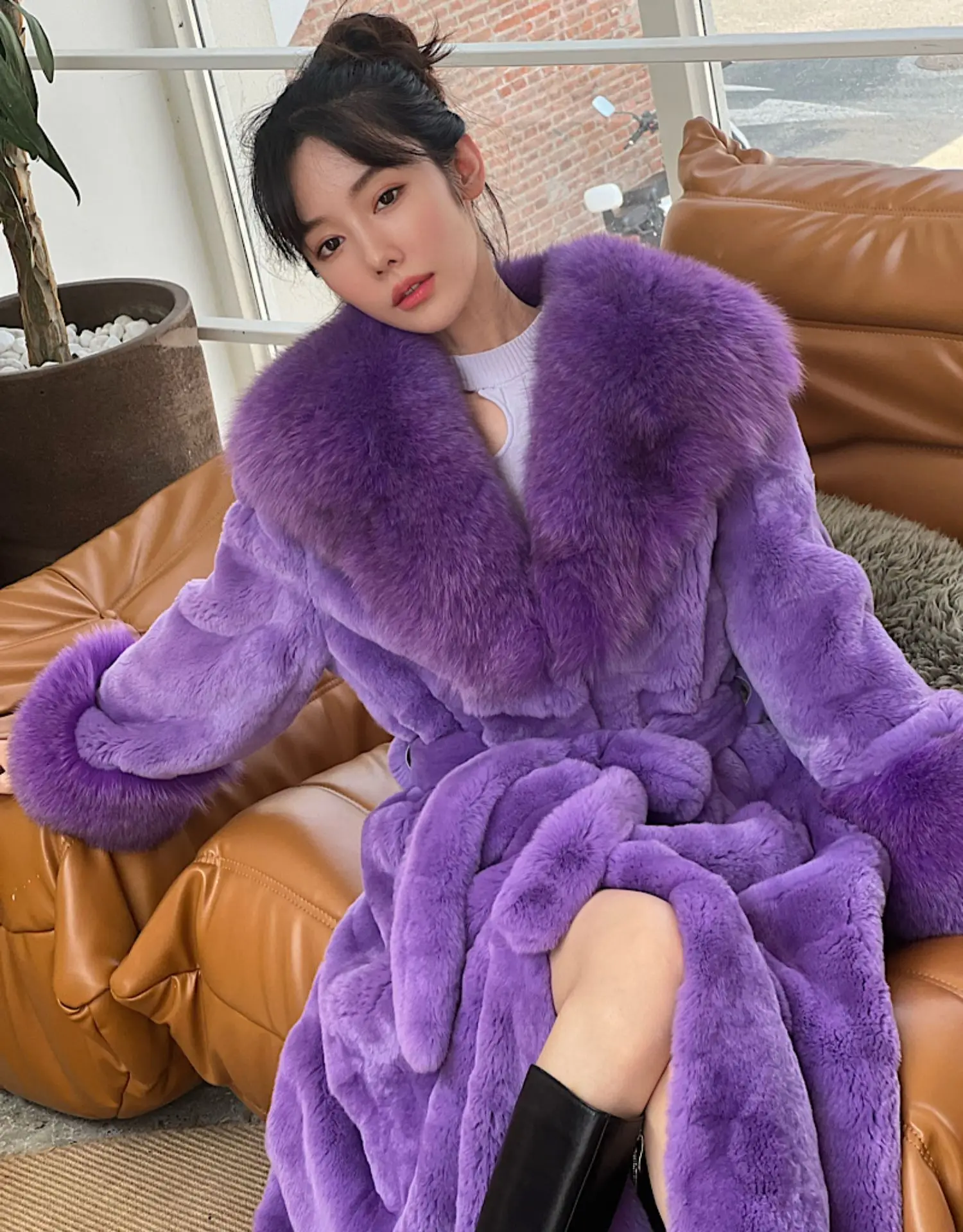 Women's Parker Winter Fur Warm Large Size Solid Color Fur & Faux Fur Women New Casual Long Sleeve Temperament Women Fur Coat Y72