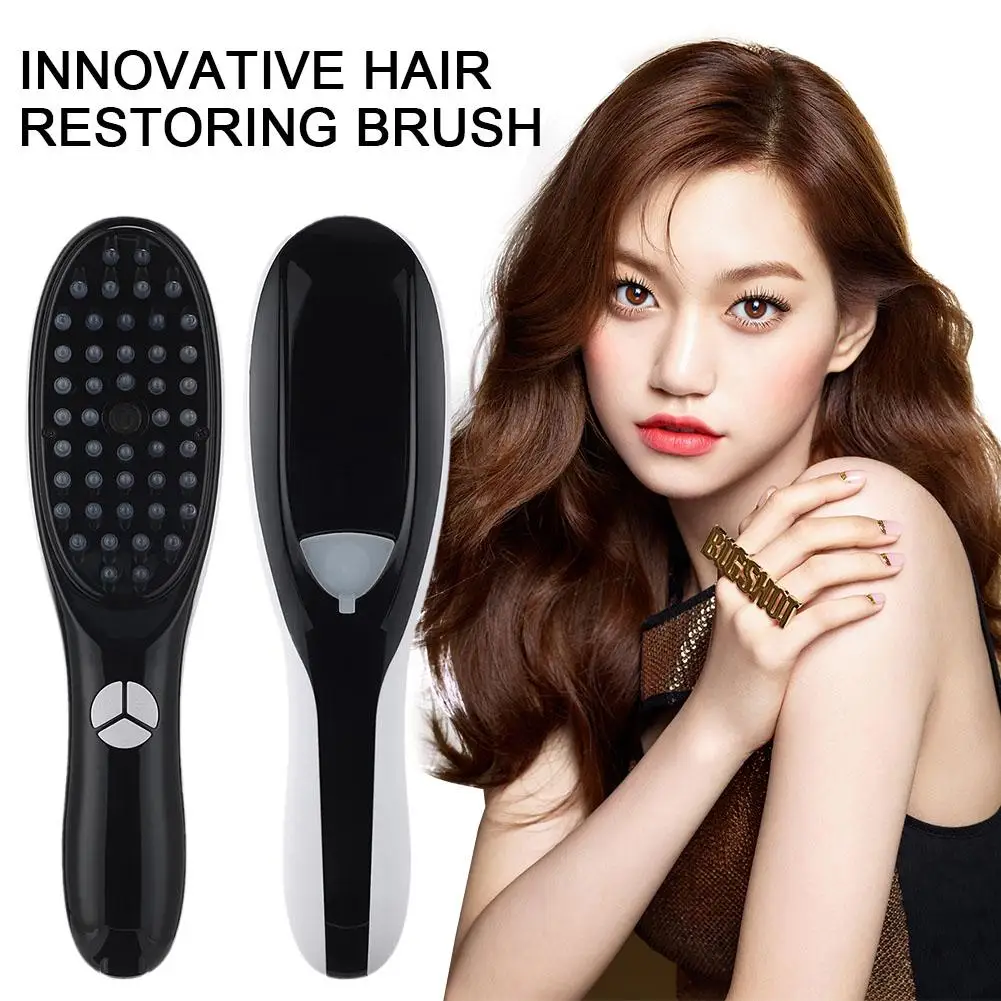 Sonic Vibration Scalp Massager Light Therapy Massage Comb Hair Brush Anti Relief Stress Anion Spray Brush Loss U7q3