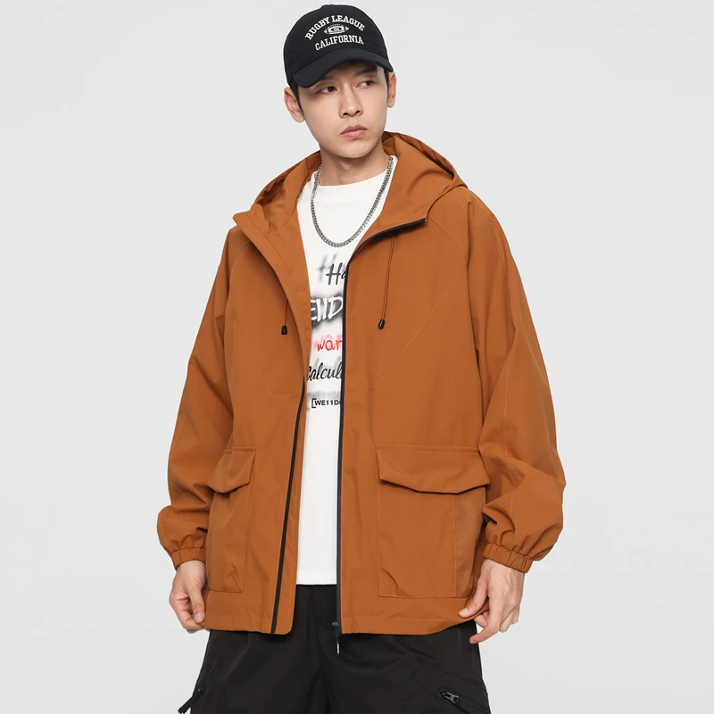 

Мужская ветрозащитная куртка для активного отдыха весна-осень 2024, повседневная, модная, из полиэстера, свободного кроя, с длинными рукавами, на молнии