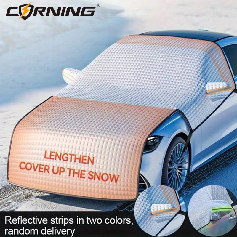 Universal Car Sunshade Half Cover Windshield Protection Dustproof Snowproof Large Half Cover Three Window Thickened Three-layer