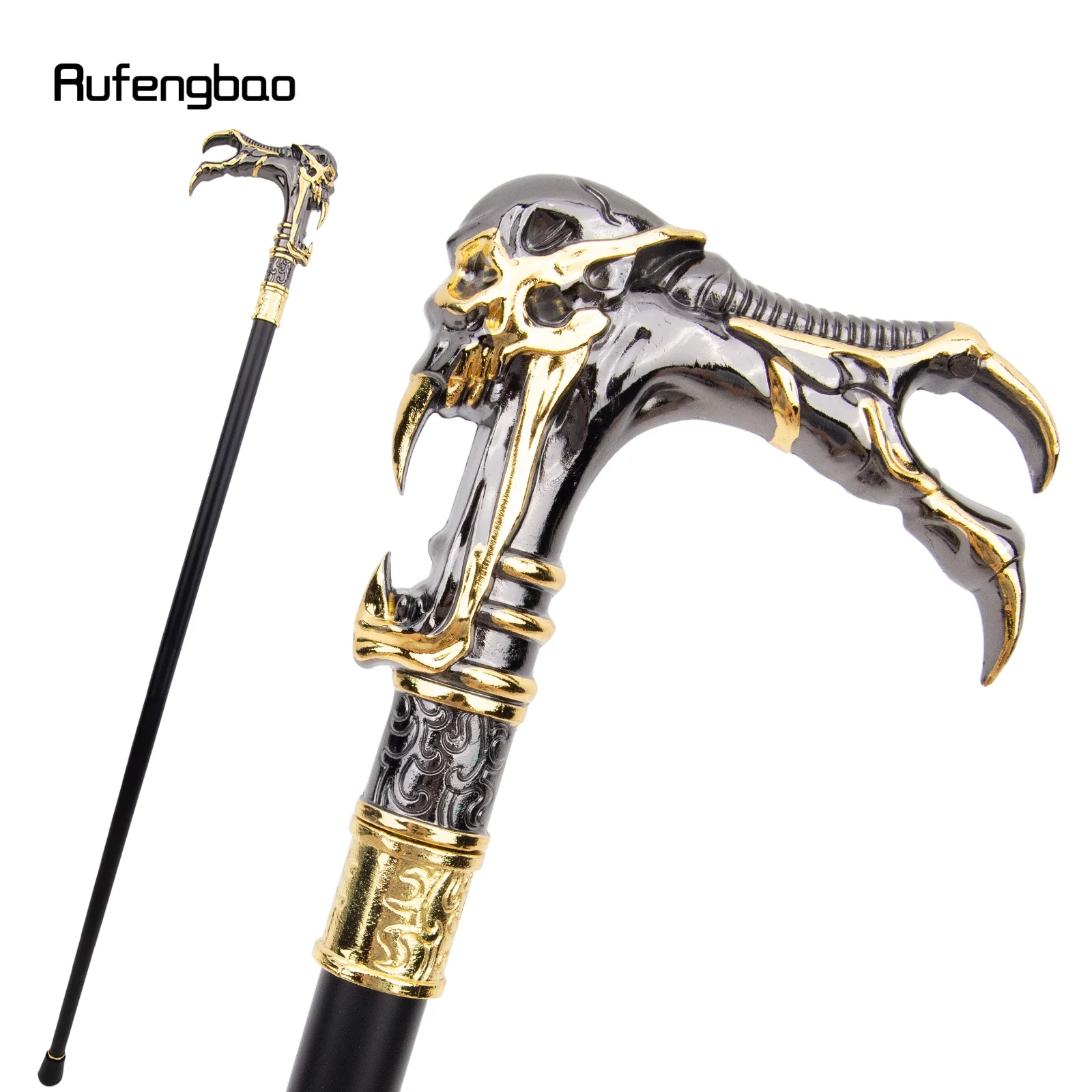

Golden Black Ghost Skull Head Single Joint Fashion Walking Stick Decorative Vampire Cospaly Party Cane Halloween Crosier 93cm