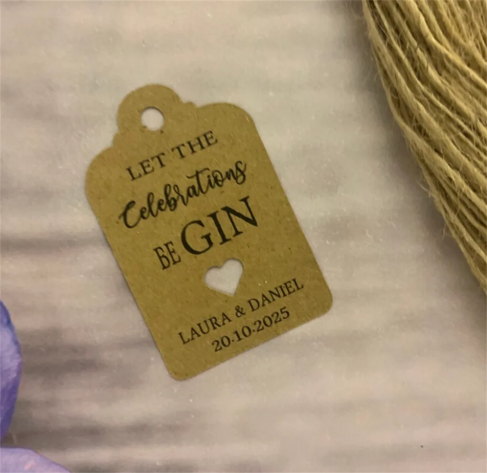 50pcs Personalised Let the Celebrations Begin Fun be Gin Tag Wedding Alcohol Favour Tags Thank You special day Tag Gift Label