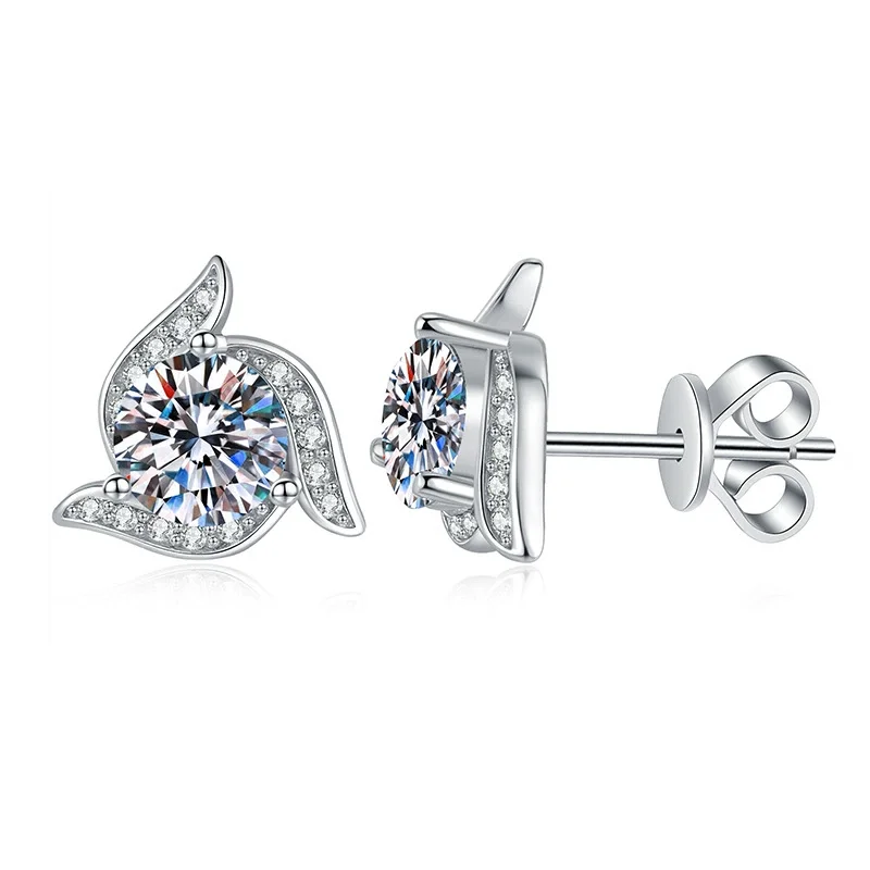 E219 Lefei Fashion Trendy Luxury Diamond-set Classic Color D Moissanite Design Windmill Earrings Women s925 Silver Party Jewelry