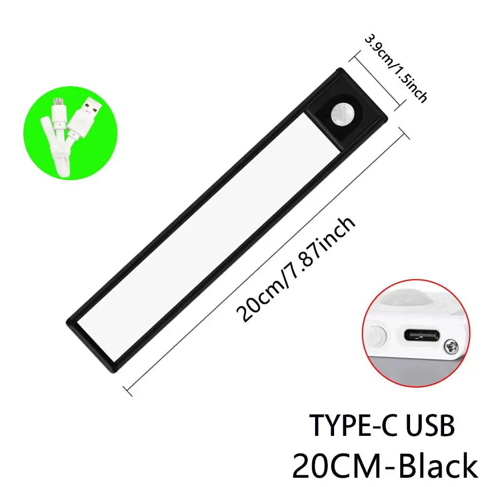 Digitaling Nachtlicht TYPE-C USB-Leuchten Bewegungsmelder LED Drei Farben in einer Lampe für Küchenschrank Schlafzimmer Kleiderschrank Innenbeleuchtung 8