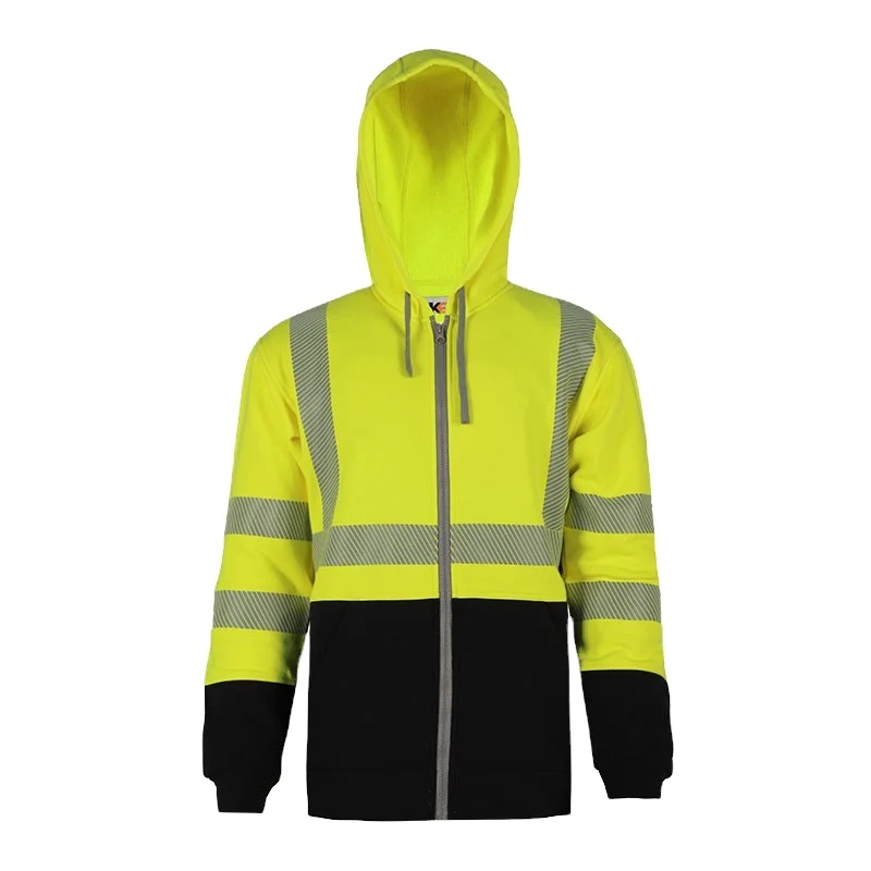 

In Stock Inherently Modacrylic 12OZ Blend Fleece Yellow Black Safety Workwear Mechanical FR Engineering Hi Vis Work Hoodies