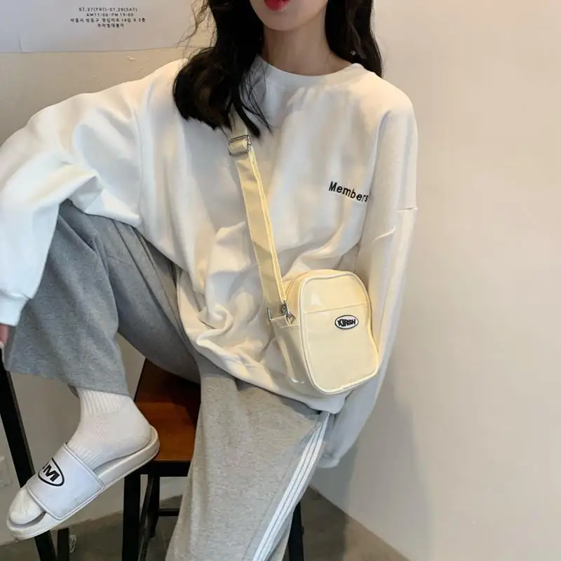 Hoodies Women O-neck Letter All-match Thin Sweatshirt Students Chic Fashion Long Sleeve Vintage Outwork Teens New Casual Simple