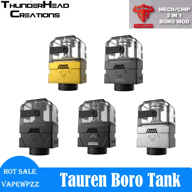 Original ThunderHead Creations Tauren Boro Tank 3.5ml Cartridge Single Coil Postless Build Deck Atomizer 510 Thread for Boro Mod