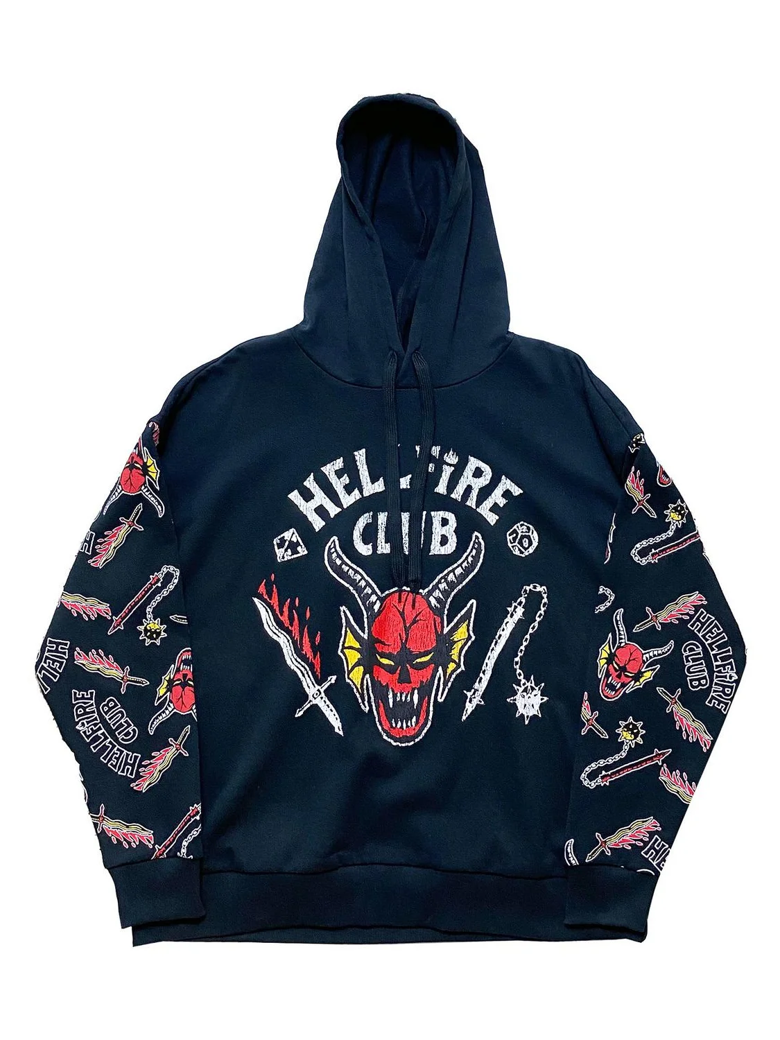 Suda con capucha hoada, estilo de pareja, forro polar fino, ne, hombro al aire, Hellfire Club, ropa de calle informa...