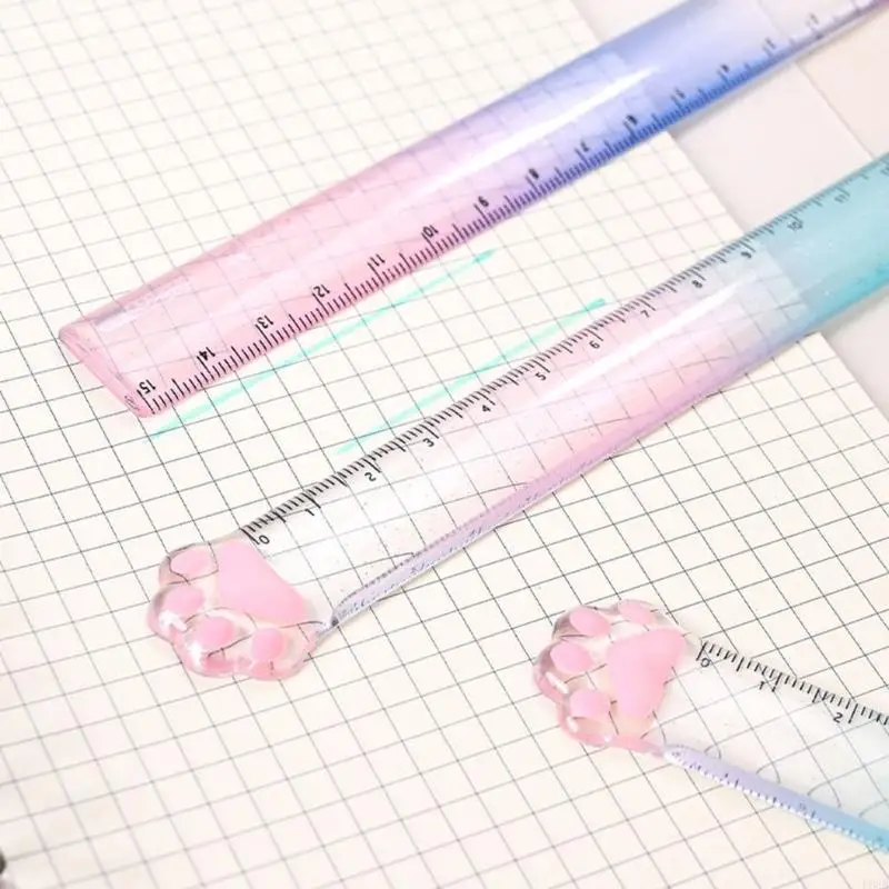 F68B 2PCS Cartoon Ruler Straight Math Pradting Resuping 0-15cm للطفل