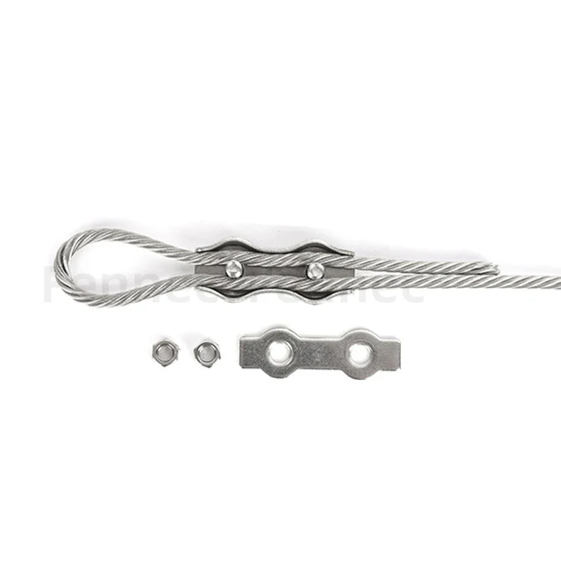 10Pcs M2-M8 Steel Wire Cable Clamp 304 Stainless Steel Double Post Bolt Clip Wire Rope Cable Clamp Caliper Rope Simple Grip