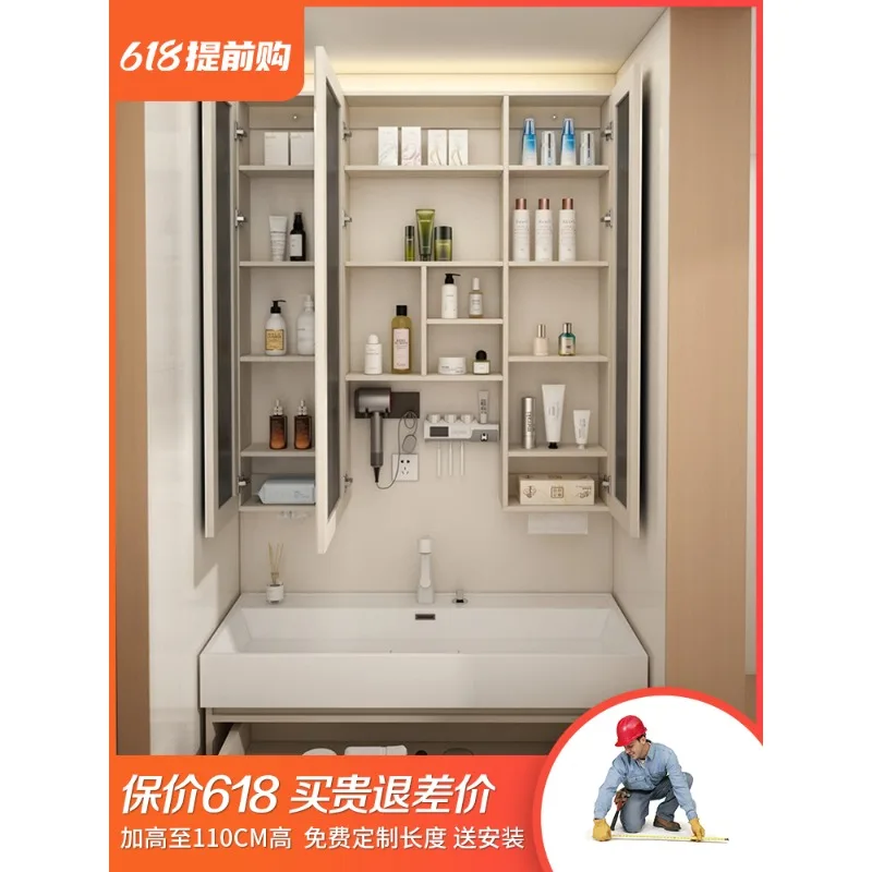 Customized bathroom ceiling mirror cabinet, bathroom mirror box  intelligent defogging and beauty with paper suction hole