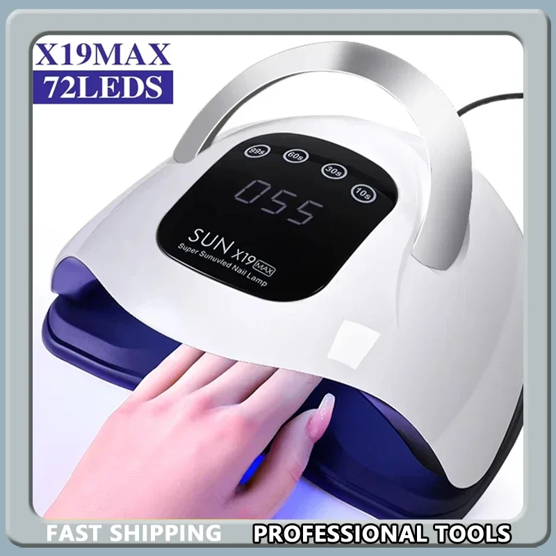 

72LED УФ-лампа для дизайна ногтей Профессиональная мощная сушилка для ногтей с датчиком Быстроотверждаемая лампа для сушки гель-лака для маникюрного салона