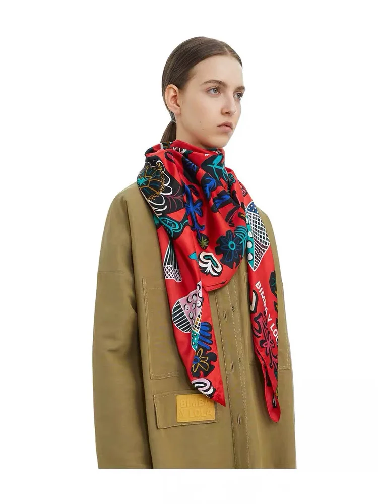 大きな正方形のプリント柄ビーチスカーフ、多機能ポリエステル繊維、冬から夏まで使える、女性用ファッションアクセサリー