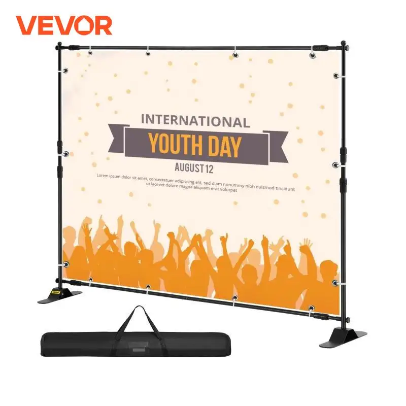 VEVOR 3x2.4M Backdrop Background Stand Adjustable Telescopic Backdrop Banner Stand for Photocall Video Wedding Event Party