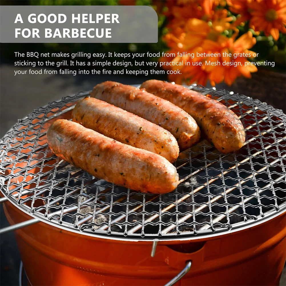 

Round BBQ Wire Mesh Stainless Steel Barbecue Grid Iron Accessory High Temp Resistant Non Stick Portable Outdoor Cooking Tool