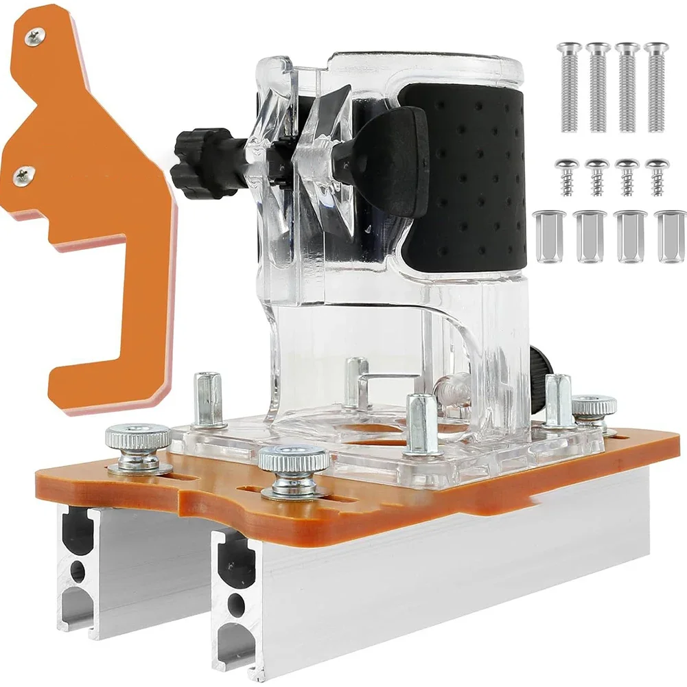 

1set 2 In 1 Slotter Compact Wood Palm Router Base Router Slotting Bracket Wood Trimmer Router Base For Chamfering Grooving