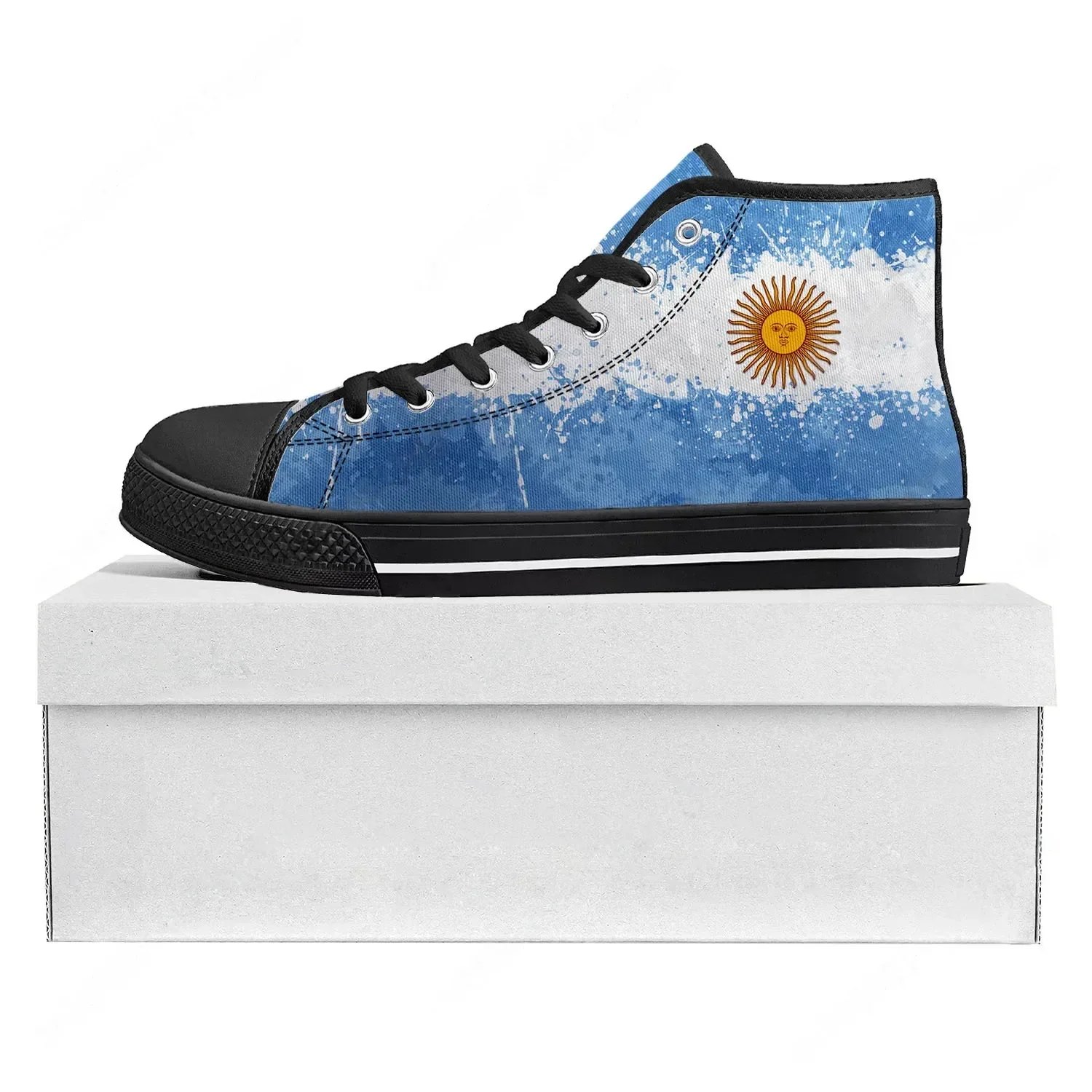

Кроссовки с аргентинским флагом, высокие, высококачественные, мужские, женские, подростковые, из канваса, повседневные, для пар, на заказ